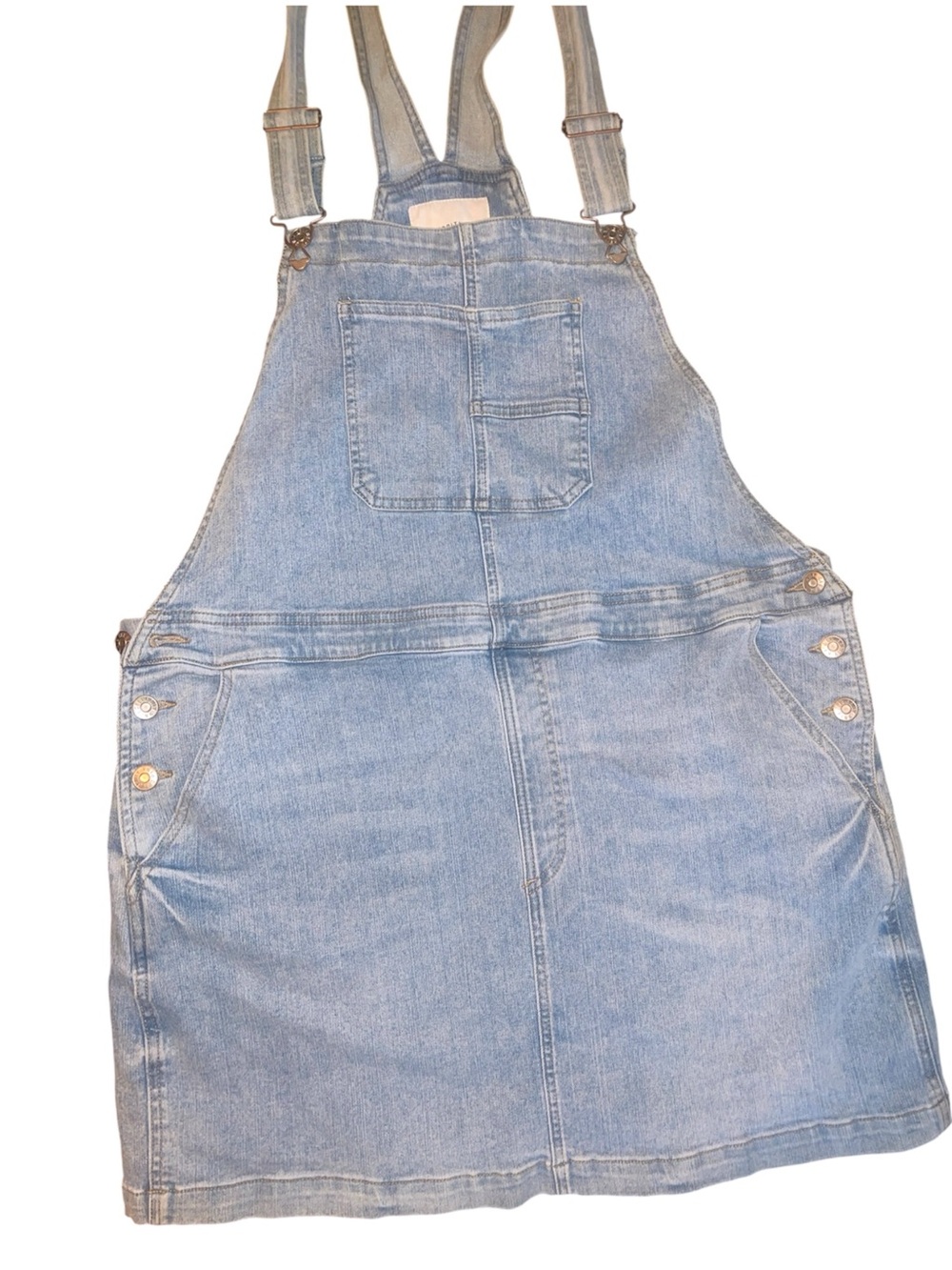 Light Wash Stretch Denim Overall Dress